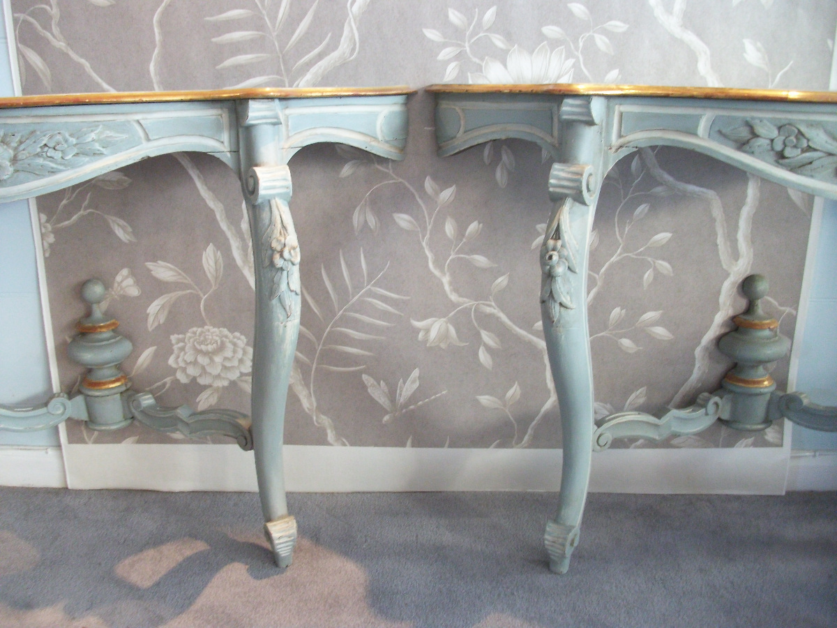 a pair of Italian console tables